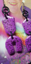 Load image into Gallery viewer, Lavender rainbows glitter handmade earrings polymer clay