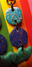 Load image into Gallery viewer, Blue sky & tulips glitter handmade earrings polymer clay