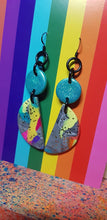Load image into Gallery viewer, SALE $10!!!! Earth magic rainbow glitter handmade earrings polymer clay