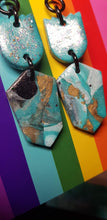 Load image into Gallery viewer, Ocean dreams glitter handmade earrings polymer clay