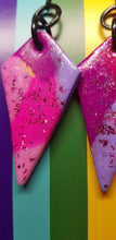 Load image into Gallery viewer, Pink diamonds glitter handmade earrings polymer clay