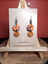 Load image into Gallery viewer, Orange bird dangle handmade earrings polymer clay earthy