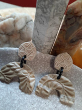 Load image into Gallery viewer, Paisley rainbow stud handmade earrings polymer clay earthy