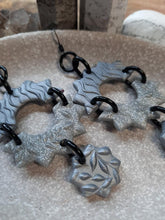 Load image into Gallery viewer, Silver stars dangle handmade earrings polymer clay earthy