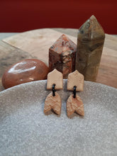 Load image into Gallery viewer, White gold stud handmade earrings polymer clay earthy