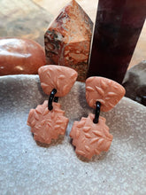 Load image into Gallery viewer, Pink bush gum stud handmade earrings polymer clay earthy