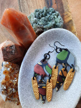 Load image into Gallery viewer, Summer nights dangle handmade earrings polymer clay earthy