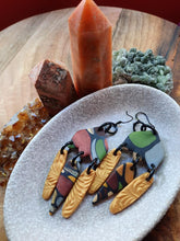 Load image into Gallery viewer, Summer nights dangle handmade earrings polymer clay earthy