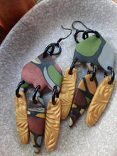 Load image into Gallery viewer, Summer nights dangle handmade earrings polymer clay earthy
