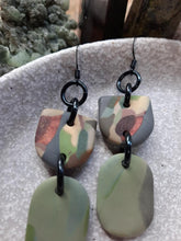 Load image into Gallery viewer, Sepia green dangle handmade earrings polymer clay earthy