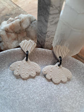 Load image into Gallery viewer, Howlite flower stud handmade earrings polymer clay earthy