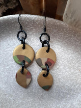 Load image into Gallery viewer, Gold rain drops dangle handmade earrings polymer clay earthy