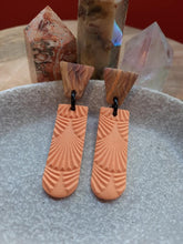 Load image into Gallery viewer, Peach stud handmade earrings polymer clay earthy
