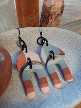 Load image into Gallery viewer, That 70's feeling dangle handmade earrings polymer clay earthy