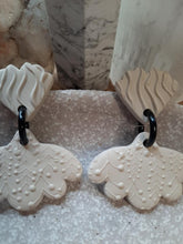 Load image into Gallery viewer, Howlite flower stud handmade earrings polymer clay earthy
