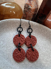 Load image into Gallery viewer, Red earth dangle handmade earrings polymer clay earthy