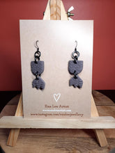 Load image into Gallery viewer, Pattern slate dangle handmade earrings polymer clay earthy