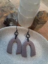 Load image into Gallery viewer, Moonstone rainbow dangle handmade earrings polymer clay earthy