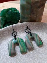 Load image into Gallery viewer, Mint slice dangle handmade earrings polymer clay earthy