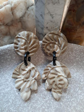 Load image into Gallery viewer, Moss agate stud handmade earrings polymer clay earthy