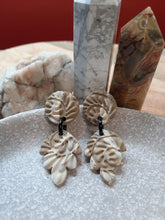 Load image into Gallery viewer, Moss agate stud handmade earrings polymer clay earthy