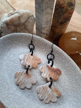 Load image into Gallery viewer, Protea blossom dangle handmade earrings polymer clay earthy