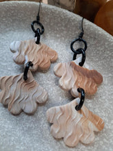 Load image into Gallery viewer, Protea blossom dangle handmade earrings polymer clay earthy