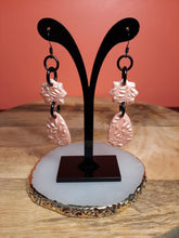 Load image into Gallery viewer, Spring shimmer pink dangle handmade earrings polymer clay earthy