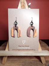Load image into Gallery viewer, Pumpkin spice rainbow dangle handmade earrings polymer clay earthy