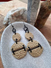 Load image into Gallery viewer, Earthy Ochre dangle handmade earrings polymer clay earthy