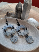 Load image into Gallery viewer, Silver stars dangle handmade earrings polymer clay earthy