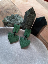 Load image into Gallery viewer, Green vines stud handmade earrings polymer clay earthy