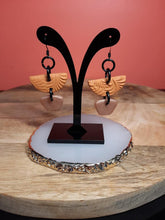 Load image into Gallery viewer, Orange embers dangle handmade earrings polymer clay earthy