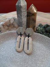 Load image into Gallery viewer, Linen stud handmade earrings polymer clay earthy