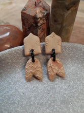 Load image into Gallery viewer, White gold stud handmade earrings polymer clay earthy