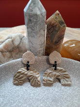 Load image into Gallery viewer, Paisley rainbow stud handmade earrings polymer clay earthy