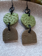 Load image into Gallery viewer, Little seeding dangle handmade earrings polymer clay earthy
