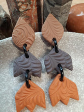 Load image into Gallery viewer, Rusty steel stud handmade earrings polymer clay earthy
