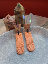Load image into Gallery viewer, Peach stud handmade earrings polymer clay earthy