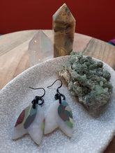 Load image into Gallery viewer, Eucalyptus leaf dangle handmade earrings polymer clay earthy
