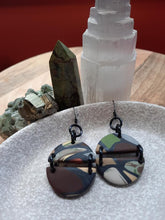 Load image into Gallery viewer, Smokey Quartz dangle handmade earrings polymer clay earthy