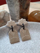 Load image into Gallery viewer, Earth lotus stud handmade earrings polymer clay earthy