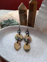 Load image into Gallery viewer, Gold rain drops dangle handmade earrings polymer clay earthy