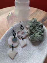 Load image into Gallery viewer, Quartz dangle handmade earrings polymer clay earthy