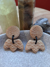 Load image into Gallery viewer, Gold tulip stud handmade earrings polymer clay earthy