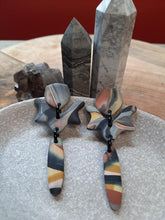 Load image into Gallery viewer, Tie dye gum nut stud handmade earrings polymer clay earthy