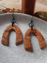Load image into Gallery viewer, Terracotta rainbows dangle handmade earrings polymer clay earthy