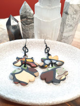 Load image into Gallery viewer, flower leadlight dangle handmade earrings polymer clay earthy