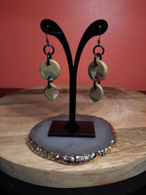 Load image into Gallery viewer, Gold rain drops dangle handmade earrings polymer clay earthy