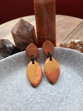 Load image into Gallery viewer, Orange fizz stud handmade earrings polymer clay earthy
